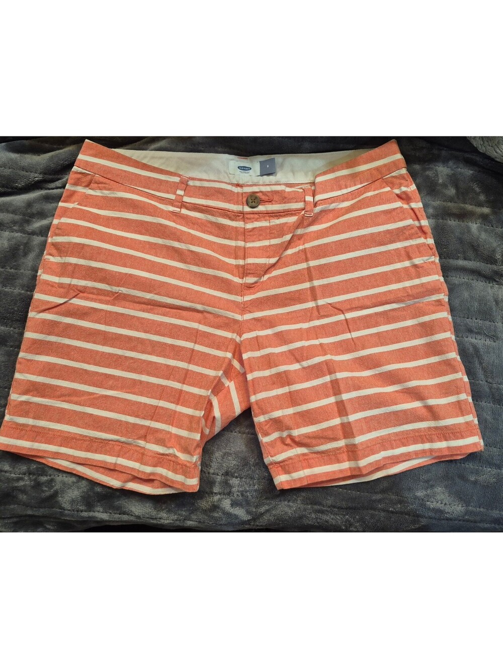 Old Navy Women's Coral and White Striped Chino Shorts